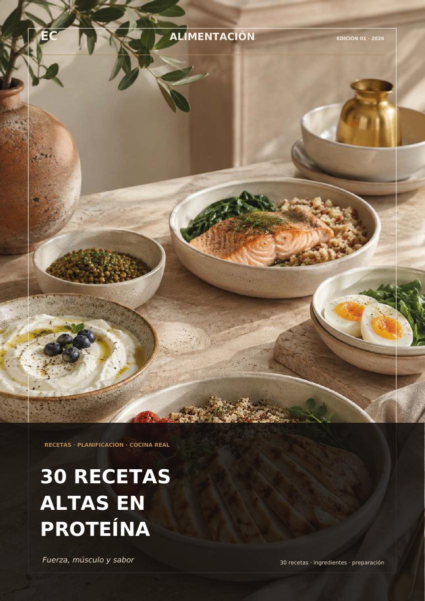 Portada de 30 recetas altas en proteína